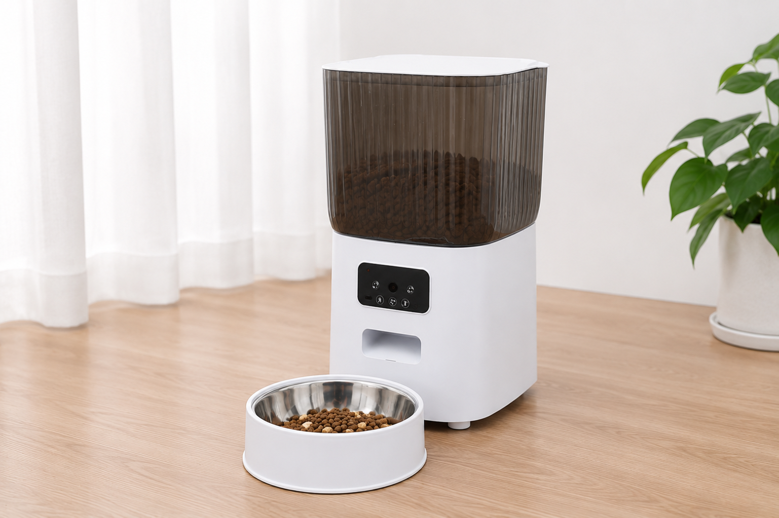 Smart feeder — single bowl front view